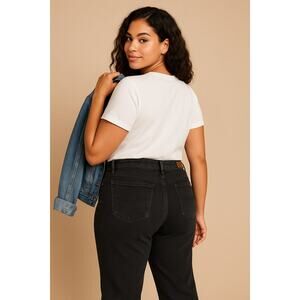 Lee Black Relaxed Straight Leg Jeans Size 16 Short Stretch Denim